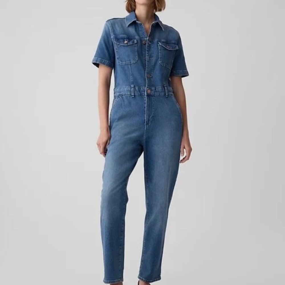 Gap Denim Jumpsuit Medium Indigo Size 10 - Picture 2 of 6